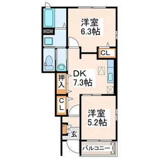 エクセル三ノ宮A・B・C【1階】の間取り