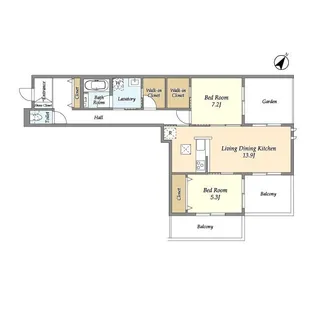 エスパシオ六条【2階】の間取り
