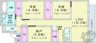 フォレスタ円山【3階】の間取り