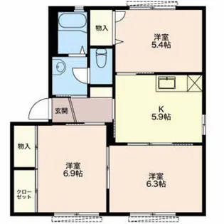 カームエイト F【1階】の間取り