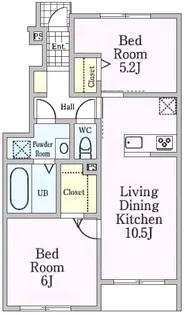 アルメールヤマチュウB棟【1階】の間取り