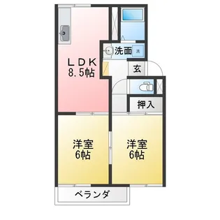 サニーヒル松ノ木B棟【2階】の間取り