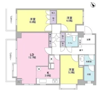 京西上目黒ガーデン【3階】の間取り