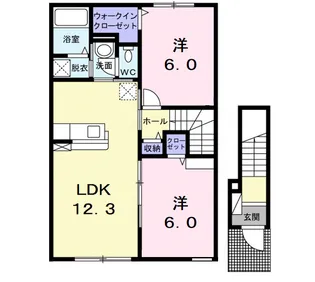 プレリヴィエール【2階】の間取り