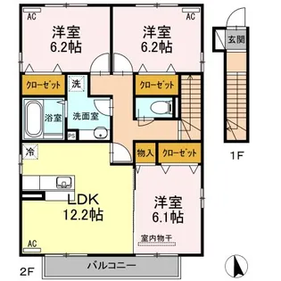 セジュールさくらDG II B棟【2階】の間取り