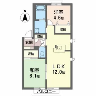 プレステージ川岸D【1階】の間取り