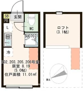 トレフェリクス新小岩【2階】の間取り