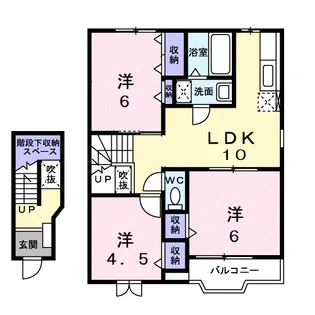 ピエス・アンソレイエ A【2階】の間取り