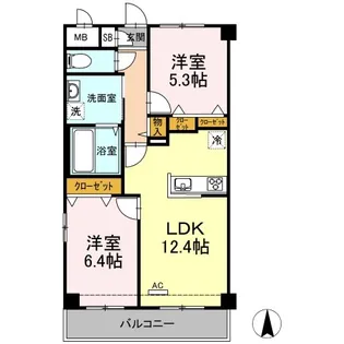 岡山県岡山市北区野田1【マンション】の間取り