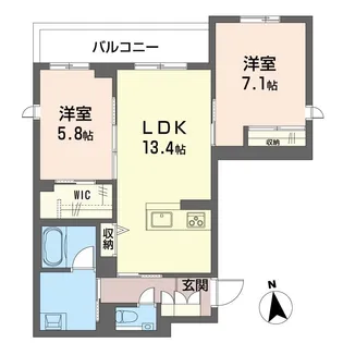 フィデラルーチェ ウメダ【2階】の間取り
