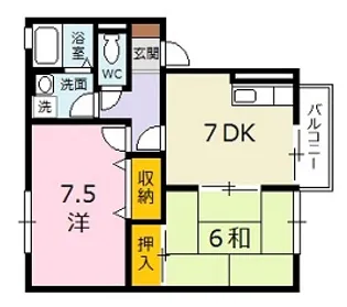 エスポワール多川【1階】の間取り
