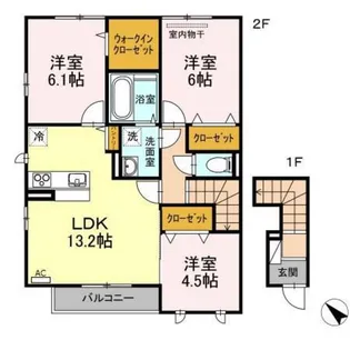 カーサ ルミナスIII A棟【2階】の間取り