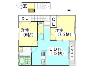 プティシュシュ福富【2階】の間取り