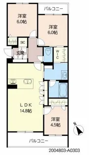 シャーメゾンステージ新成【3階】の間取り