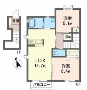 グランポルテB【2階】の間取り