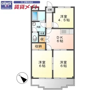 クィーンパレスA棟【2階】の間取り