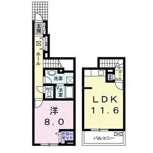 カーサフィオーレD【1階】の間取り