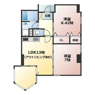 アネーロ上粕屋【6階】の間取り