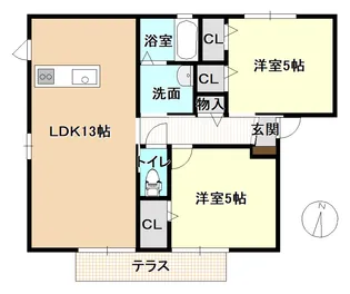 サウスヒルズ B棟【1階】の間取り