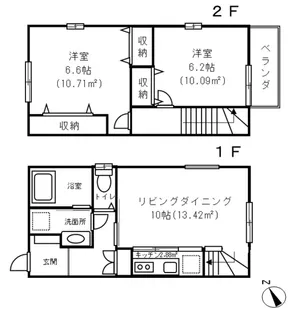 ウッディメゾンB棟2号室の間取り