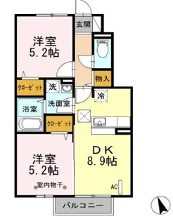 郡山ガ-デン ロ-ズガ-デン【1階】の間取り