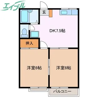 メゾンヤマナカ E棟【1階】の間取り