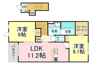 福岡県直方市大字感田【アパート】の間取り