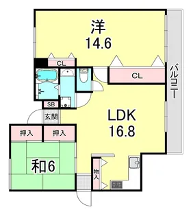 アルペンローズ東多聞【1階】の間取り
