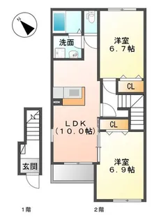 広島県広島市安芸区畑賀3【アパート】の間取り