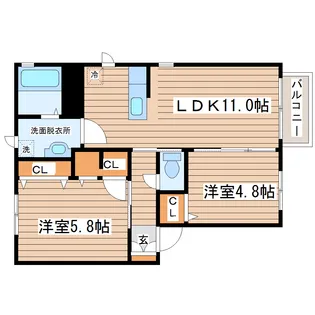 パステルコート成田D【2階】の間取り