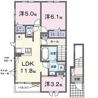 ソレイユいぬい【2階】の間取り