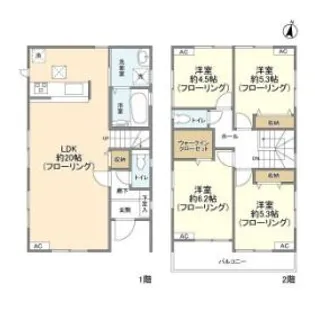 埼玉県越谷市大字下間久里【一戸建】の間取り