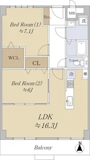日商岩井泉尾マンション 1号棟【1階】の間取り