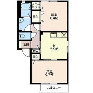 ポポラーレ B【1階】の間取り