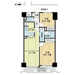 パシフィック五橋【4階】の間取り