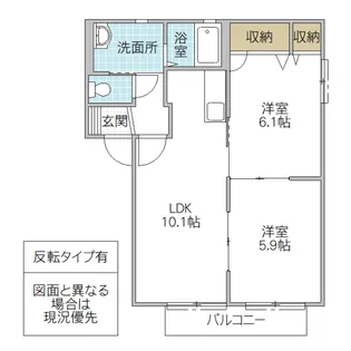 フラットツイン A【2階】の間取り