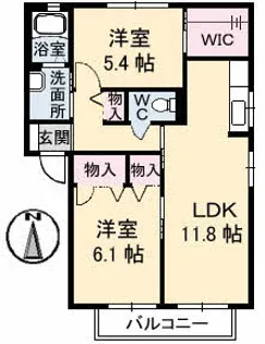 オレンジカーサ 弐番館【2階】の間取り
