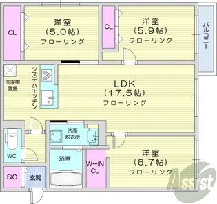 Grandzabo Honcho【4階】の間取り