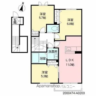 フローラルスター【2階】の間取り