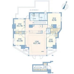オープンレジデンシア南青山ウエストテラス【6階】の間取り