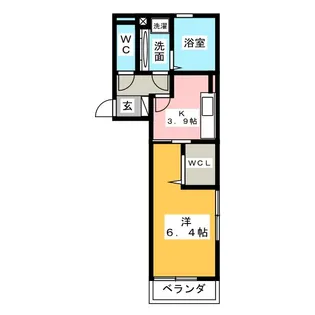 ボンリューヌ池端【1階】の間取り