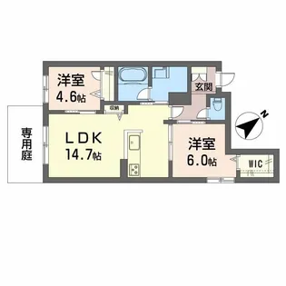 エクラージュ多治米II【1階】の間取り