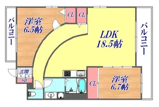 ラディエ南武庫之荘III【2階】の間取り