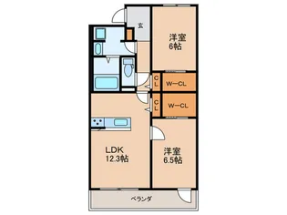 アルメノア西新【1階】の間取り