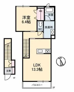 リズ老松 A棟【2階】の間取り