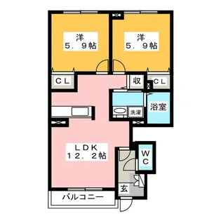 エスポアール・アンジュ【1階】の間取り