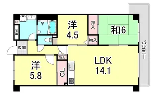 ザ・ライフ本多聞【2階】の間取り