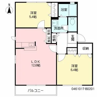 フルールM B棟【2階】の間取り