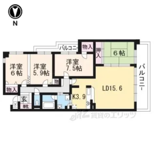ユニーブル京都紫野【5階】の間取り