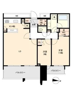 SKYZ TOWER&GARDEN【23階】の間取り